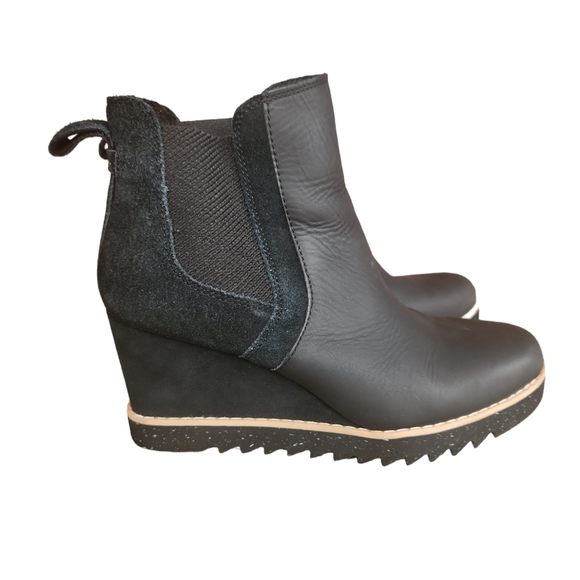 Tom's Maddie wedge boot leather black suede size 7 - Picture 5 of 12